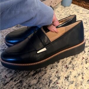 Naturalizer Black Leather Loafers with Platform Sole